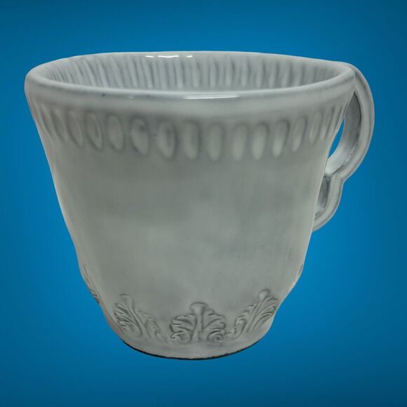 Set Of 2 Vietri Incanto Leaf Stone White Coffee Tea Mugs Handmade In Italy NWT - Picture 11 of 16